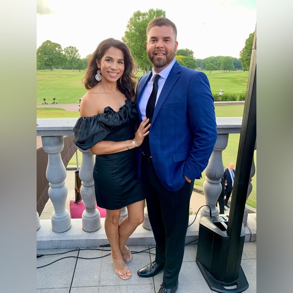 Off the shoulder puff + ruffle sleeve LBD - Picture 2 of 14